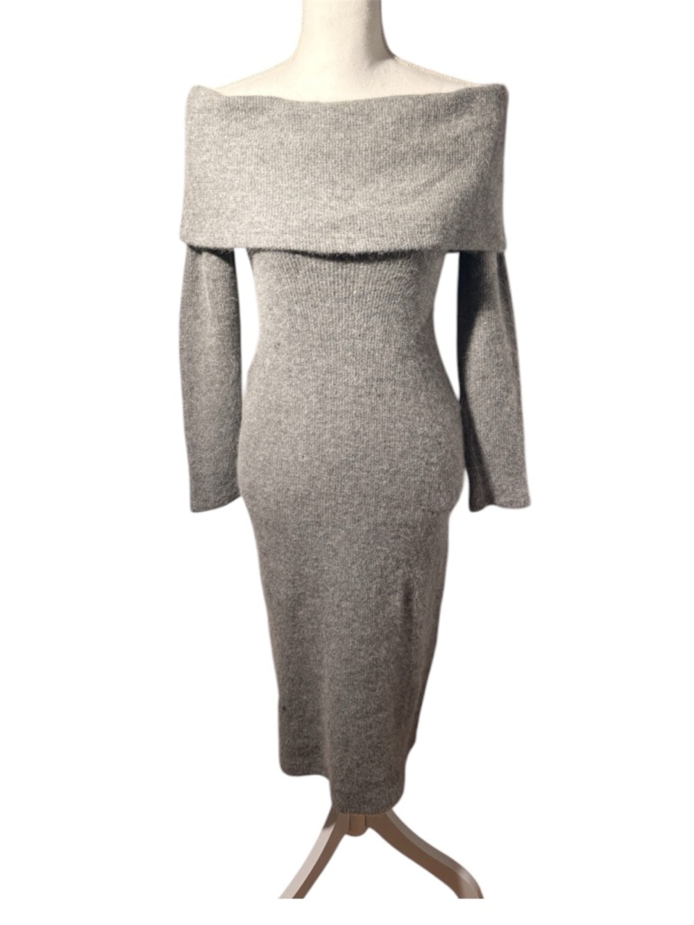 J.O.A. Strapless Fold-Over Knit Midi Dress in Heather Gray Women’s Small